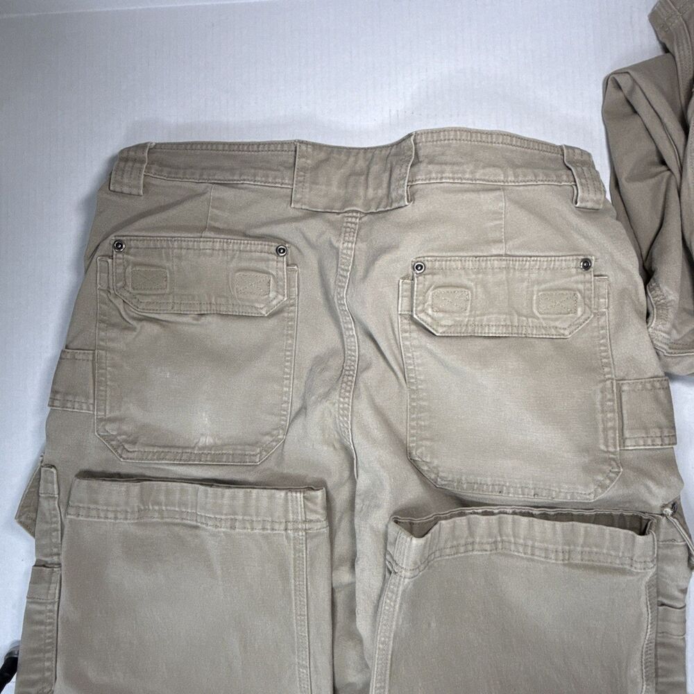LOT 2- Duluth Trading Flex Fire House Utility Carpenter Cargo Mens 36x32 Beige - Picture 6 of 10
